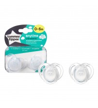 Set Suzete Ortodontice Anytime, Tommee Tippee, 0-6 Luni, 2 buc, Transparent